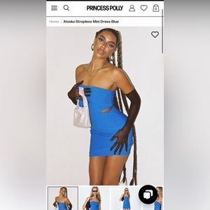 Princess Polly Alaska Strapless Mini Dress Blue